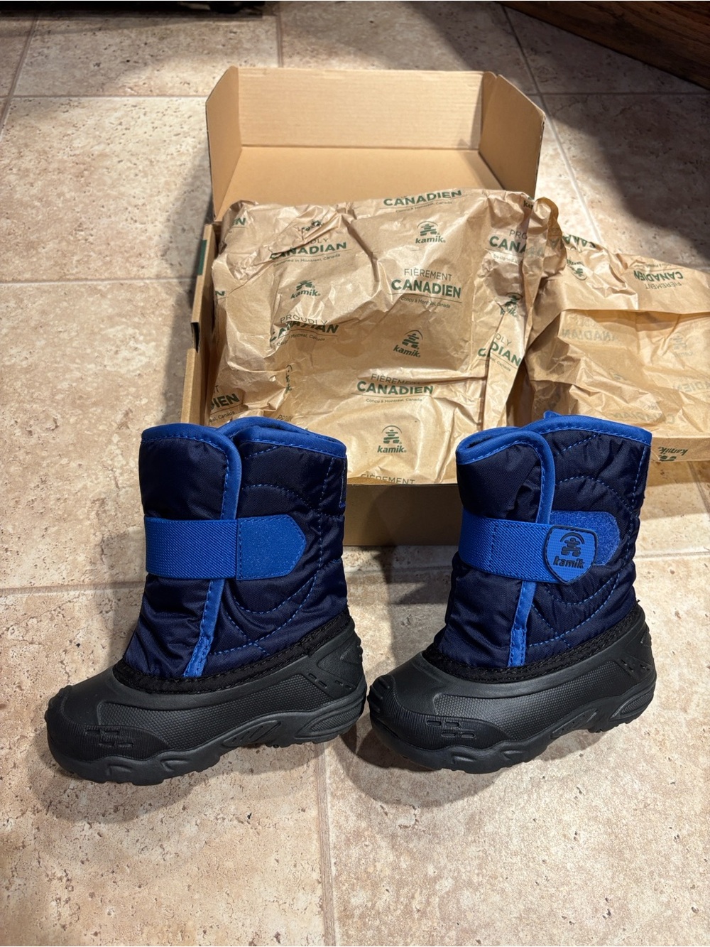 Kamik Snowbug Kids Navy and Royal Blue Waterproof Snow Boots